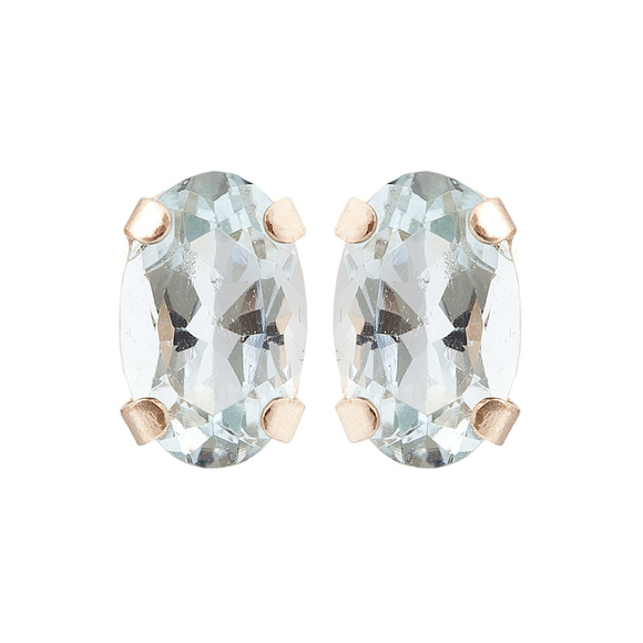 10K Gold Stud Earring with Genuine Aquamarine - Picture 1 of 1